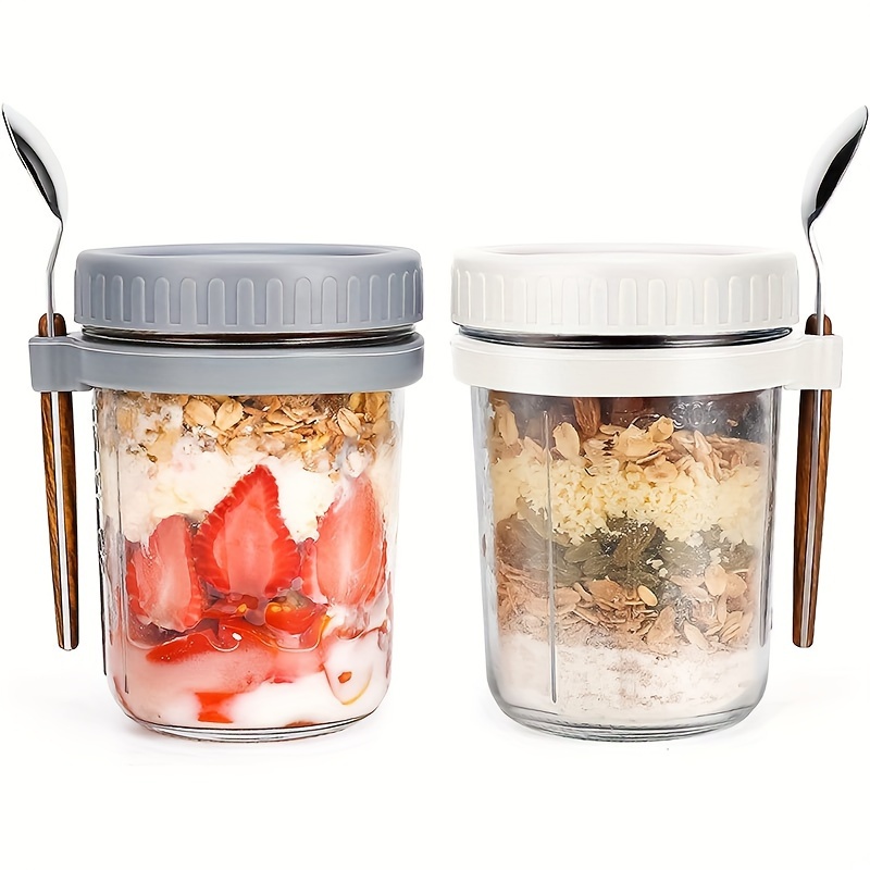 Food Storage Bowls - 1pc/2pcs Glass Oatmeal Cup, Overnight Oats