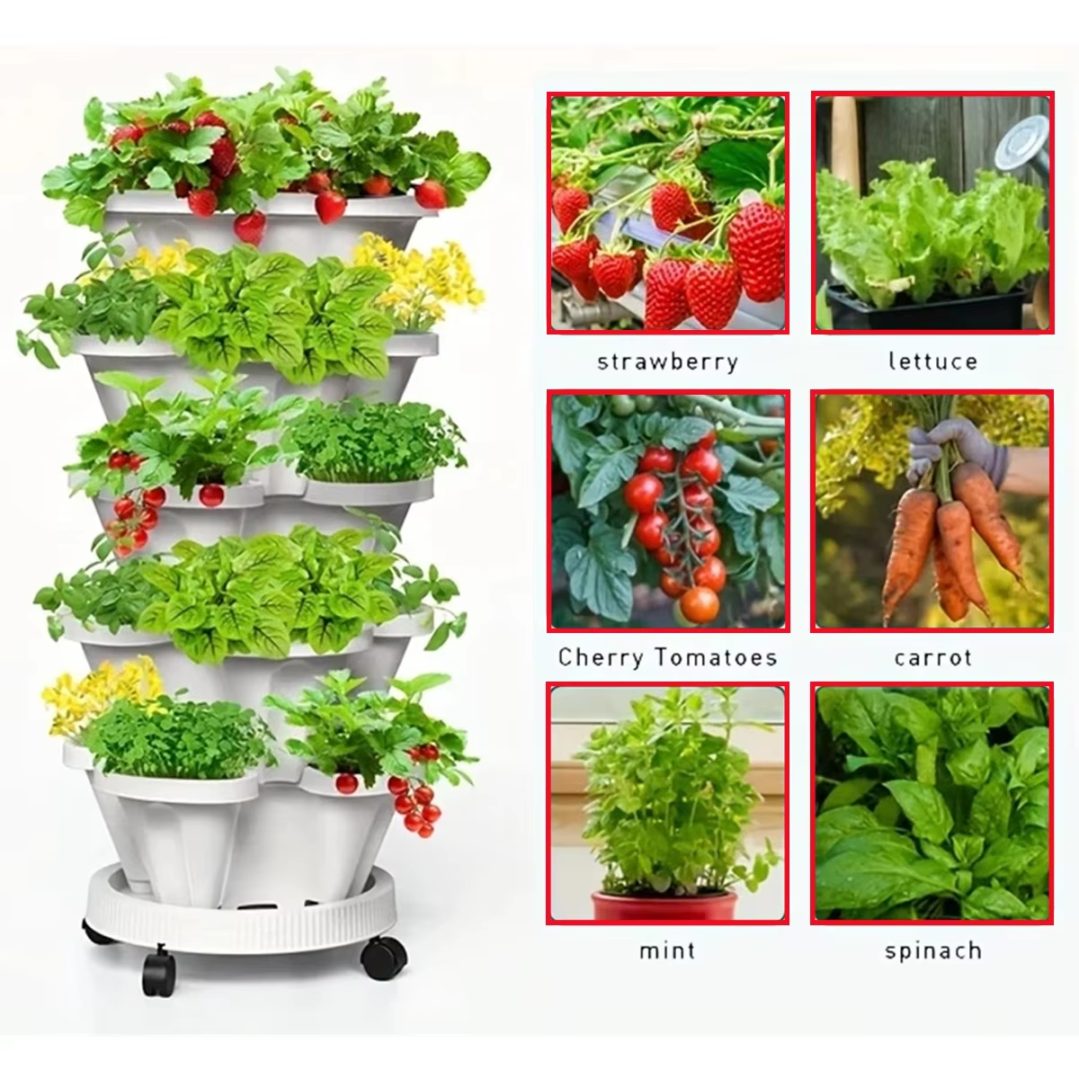 Food Storage Plants - Stackable Flower Pot5 Layer Flower Pot