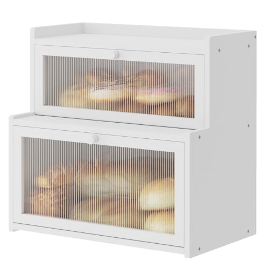 Bread Box Bamboo - Double Layer Bamboo Bread Box for