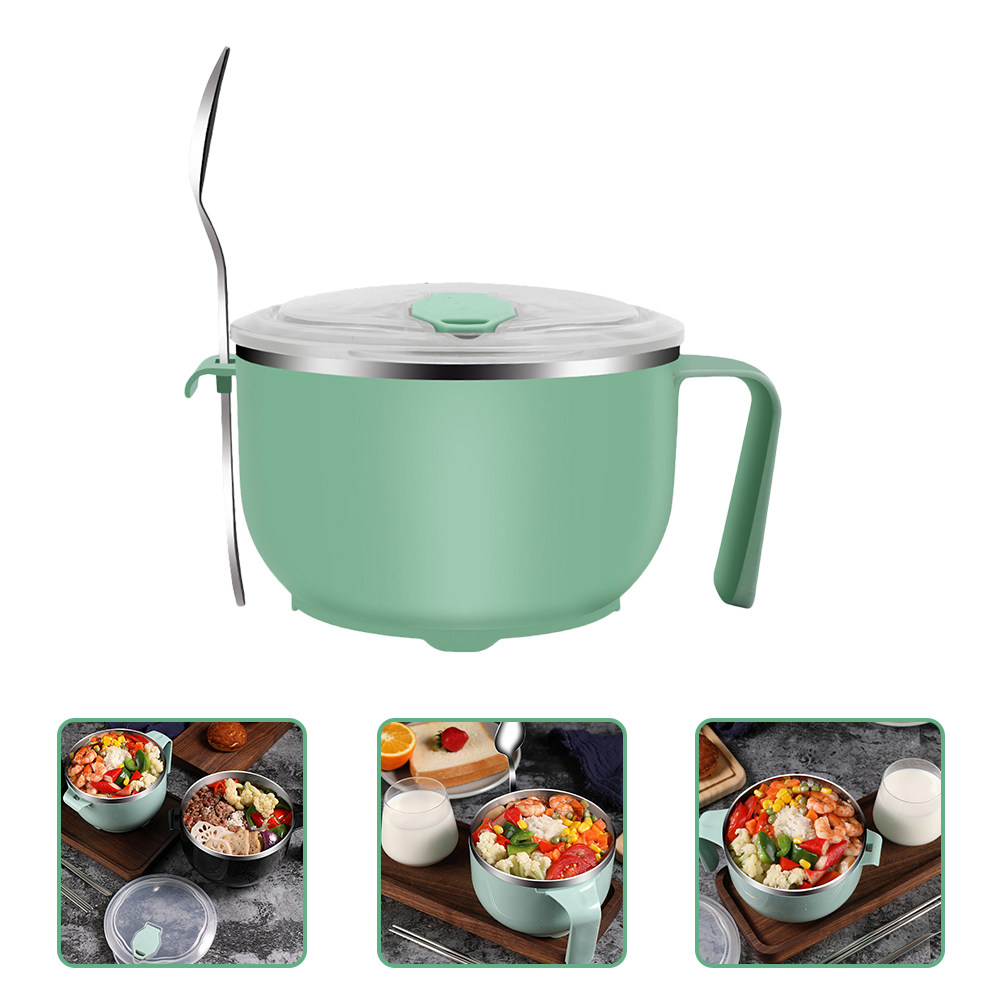 Food Storage Bowls - 1Set Stainless Steel Noodles Bowl Lidded