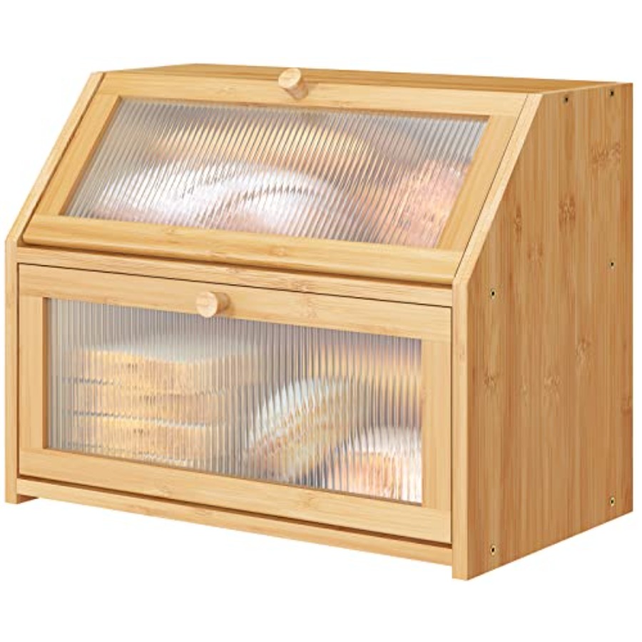 Bread Box Bamboo - Bread Box for Kitchen Counter Bamboo