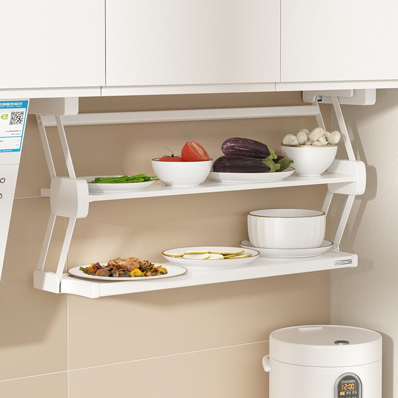 Food Storage Rack For Kitchen - Stainless Steel Wall Cabinet Rack Foldable