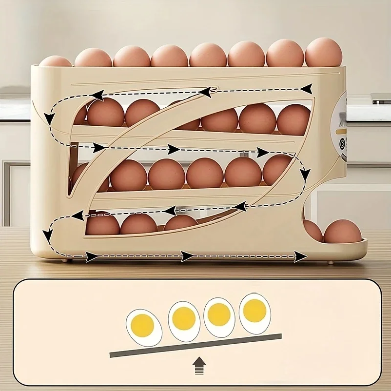 3-Tier Rolling Egg Storage Con - Food Storage Rack For Kitchen avaliação e preço