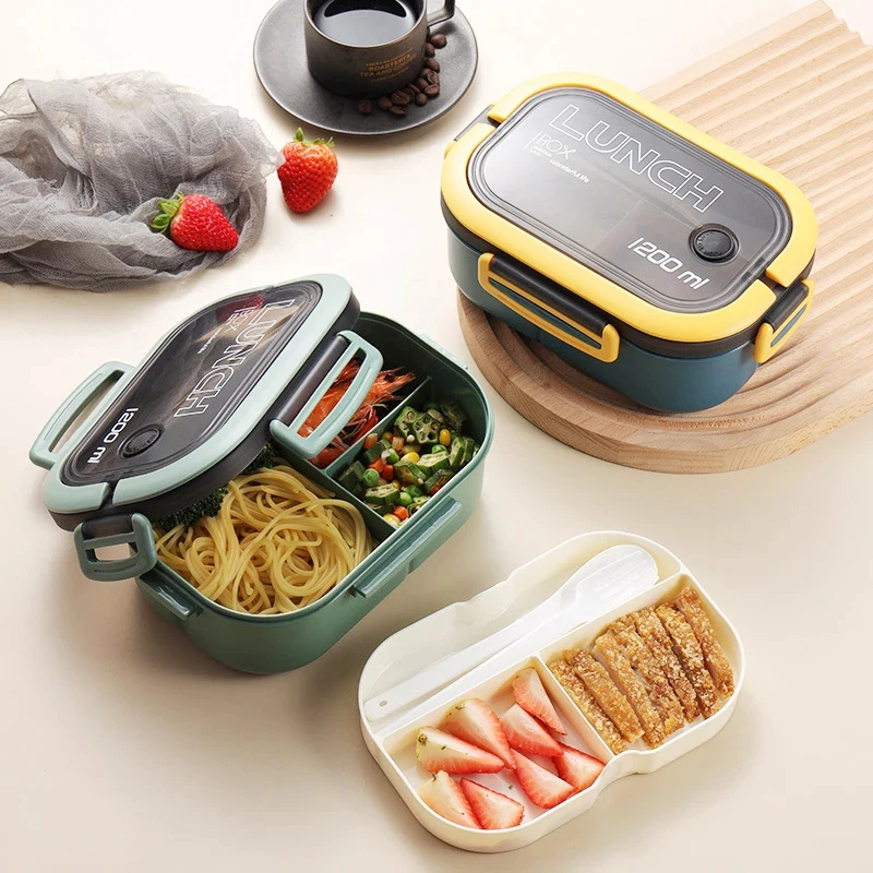 2 Layer Bento Lunch Box With I - Food Storage Camping avaliação e preço
