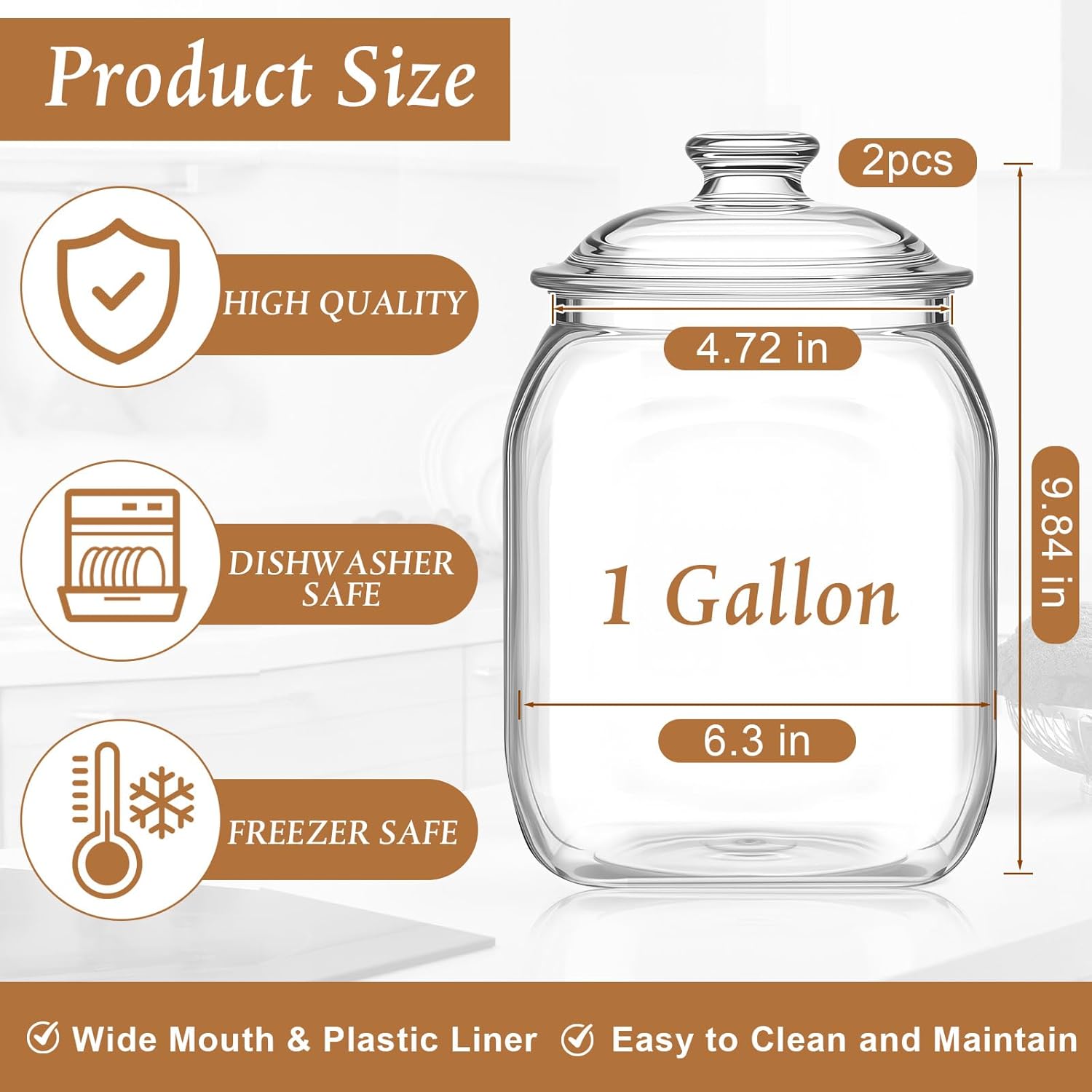 2 Pack Acrylic Cookie Candy Ja - Food Storage Jars Plastic avaliação e preço