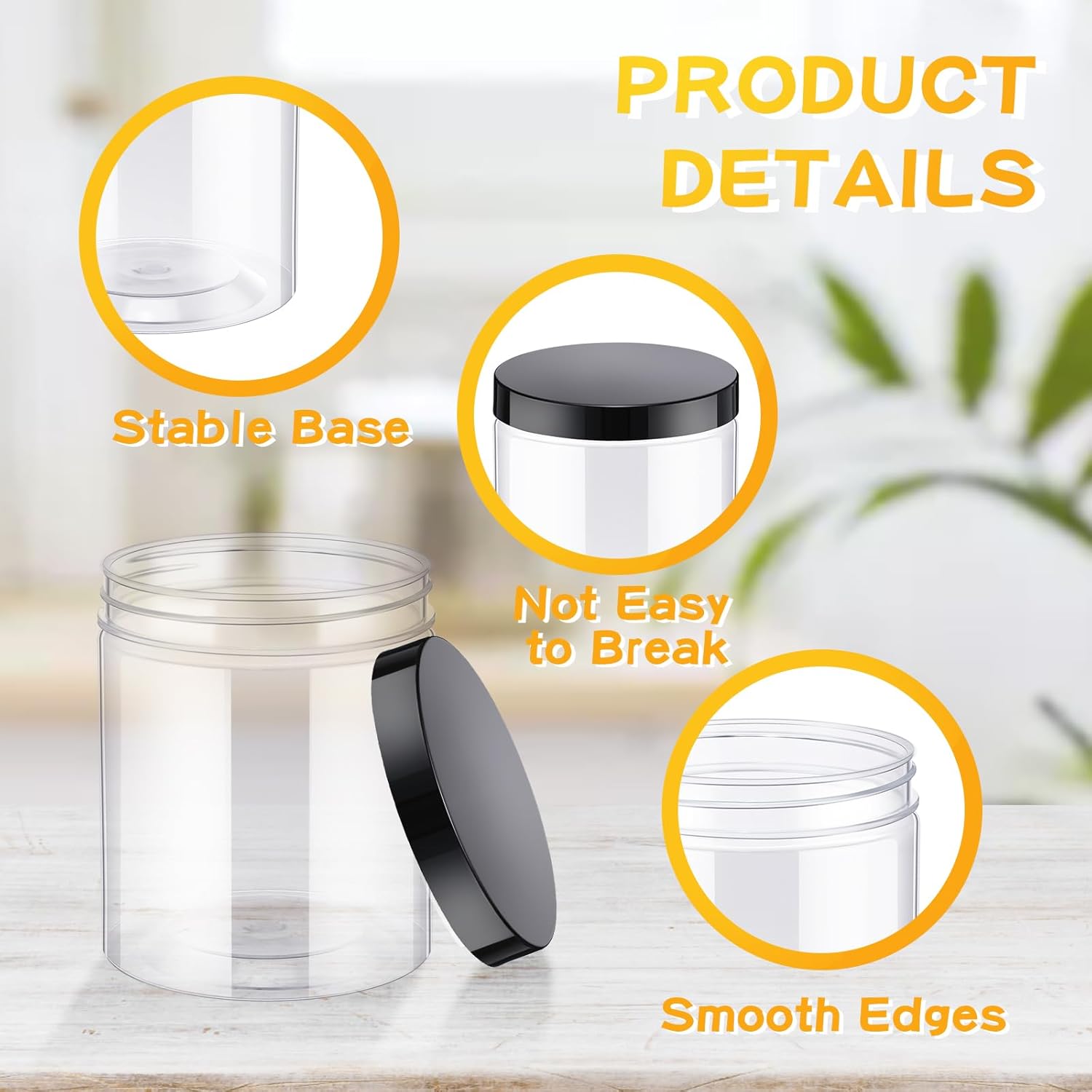 24 Pcs 16oz Plastic Jars with  - Food Storage Jars Plastic avaliação e preço
