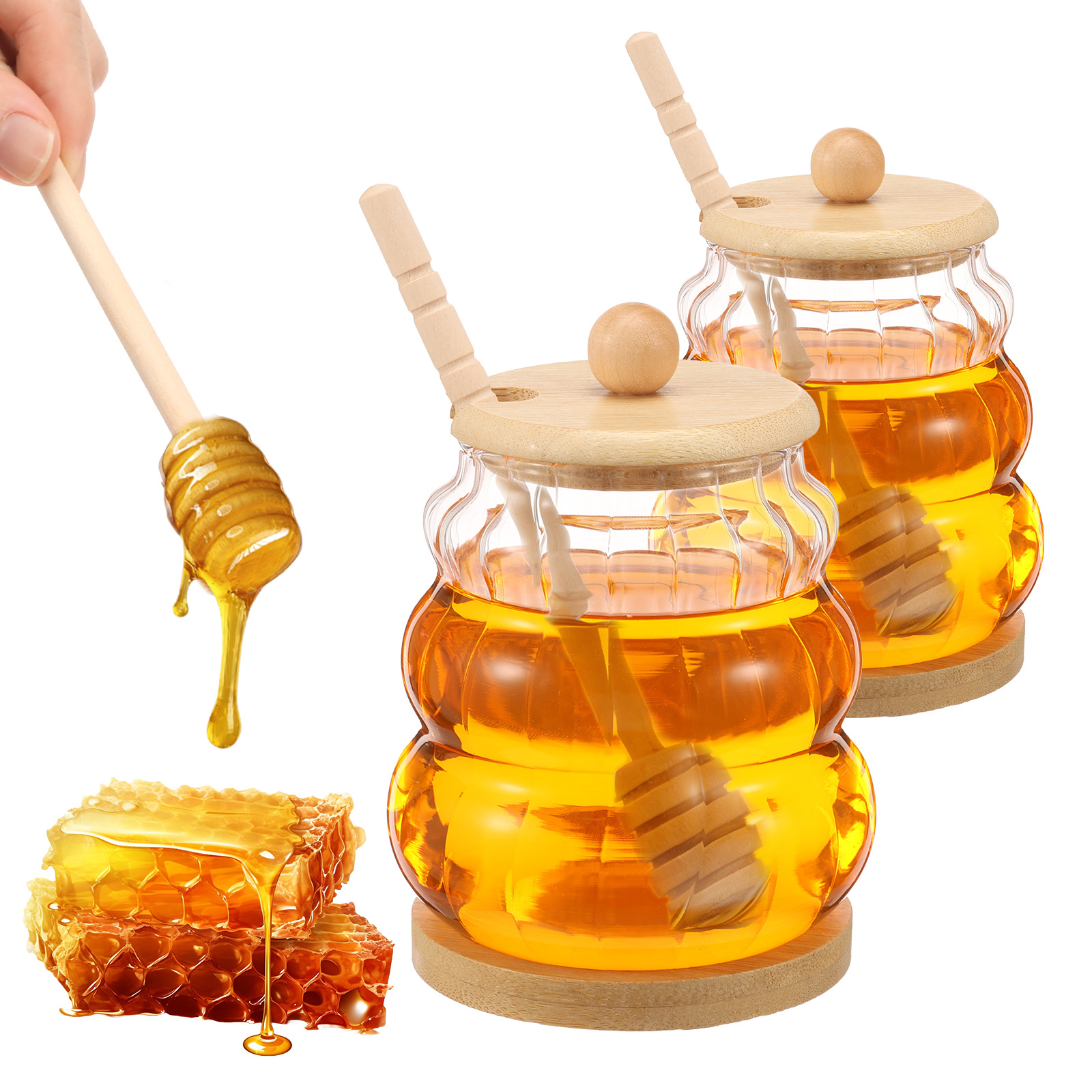 2Pcs Glass Honey Jar with Dipp - Food Storage Lidl avaliação e preço