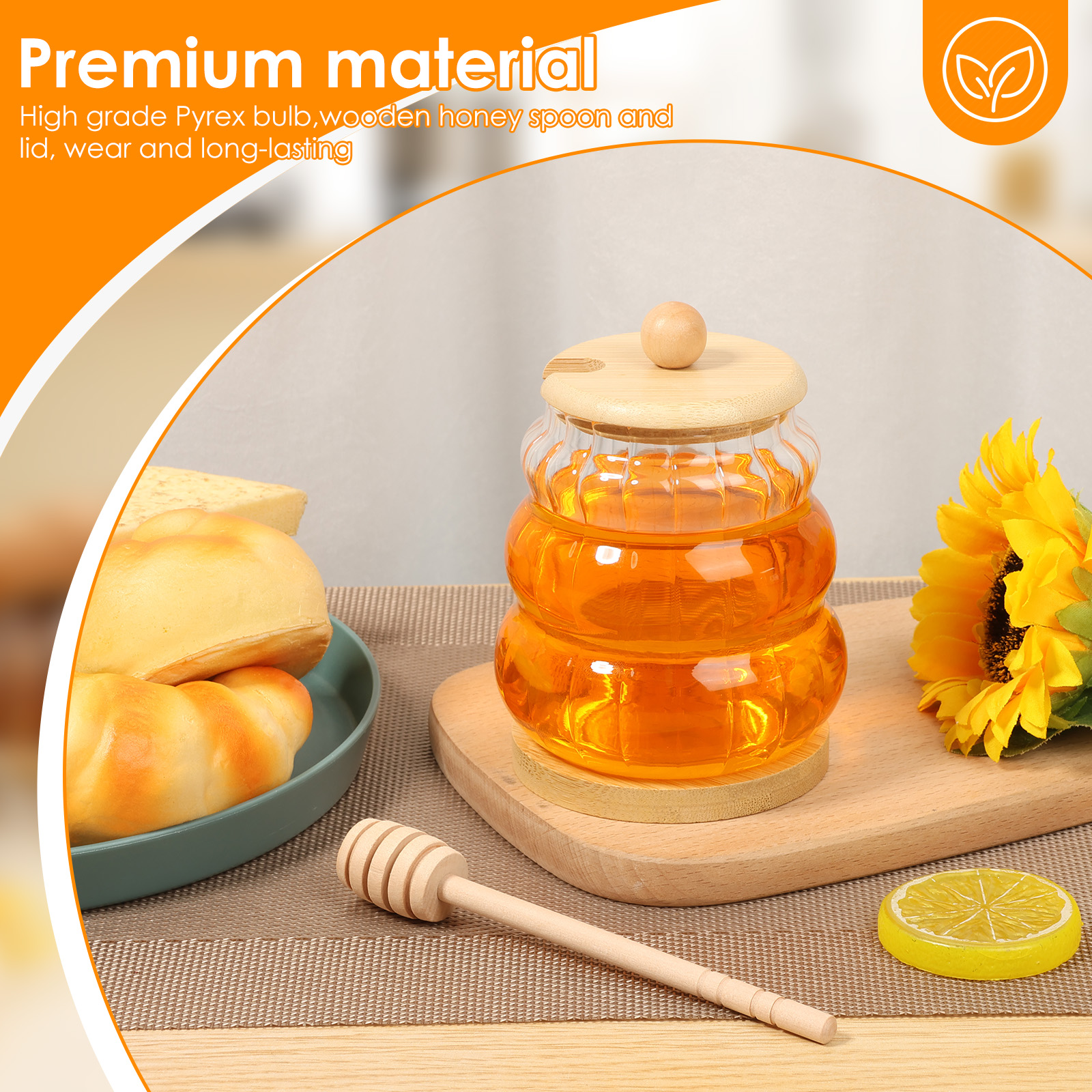 2Pcs Glass Honey Jar with Dipp - Food Storage Lidl avaliação e preço
