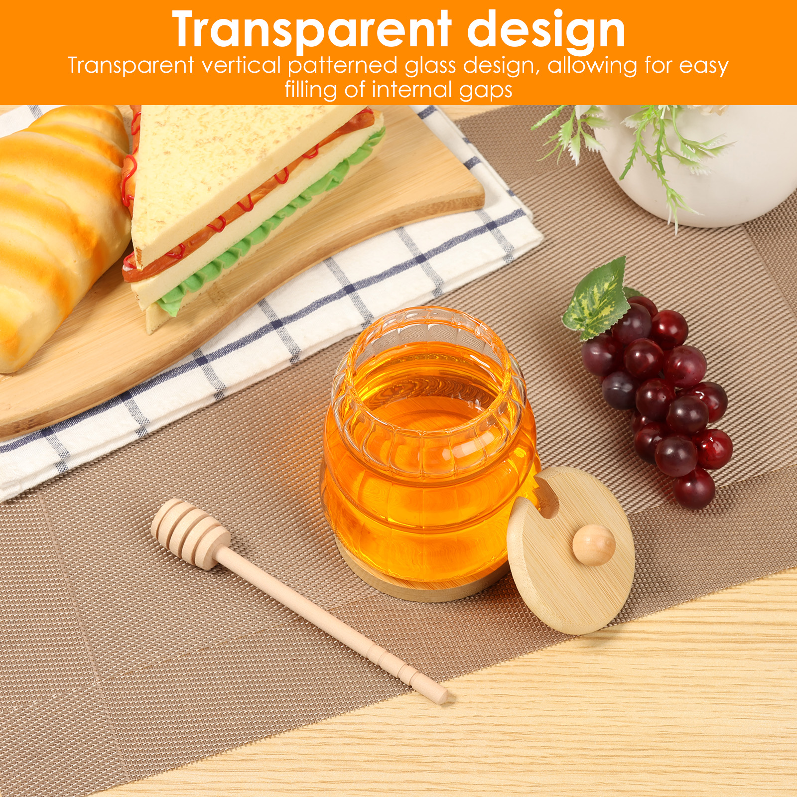 2Pcs Glass Honey Jar with Dipp - Food Storage Lidl avaliação e preço
