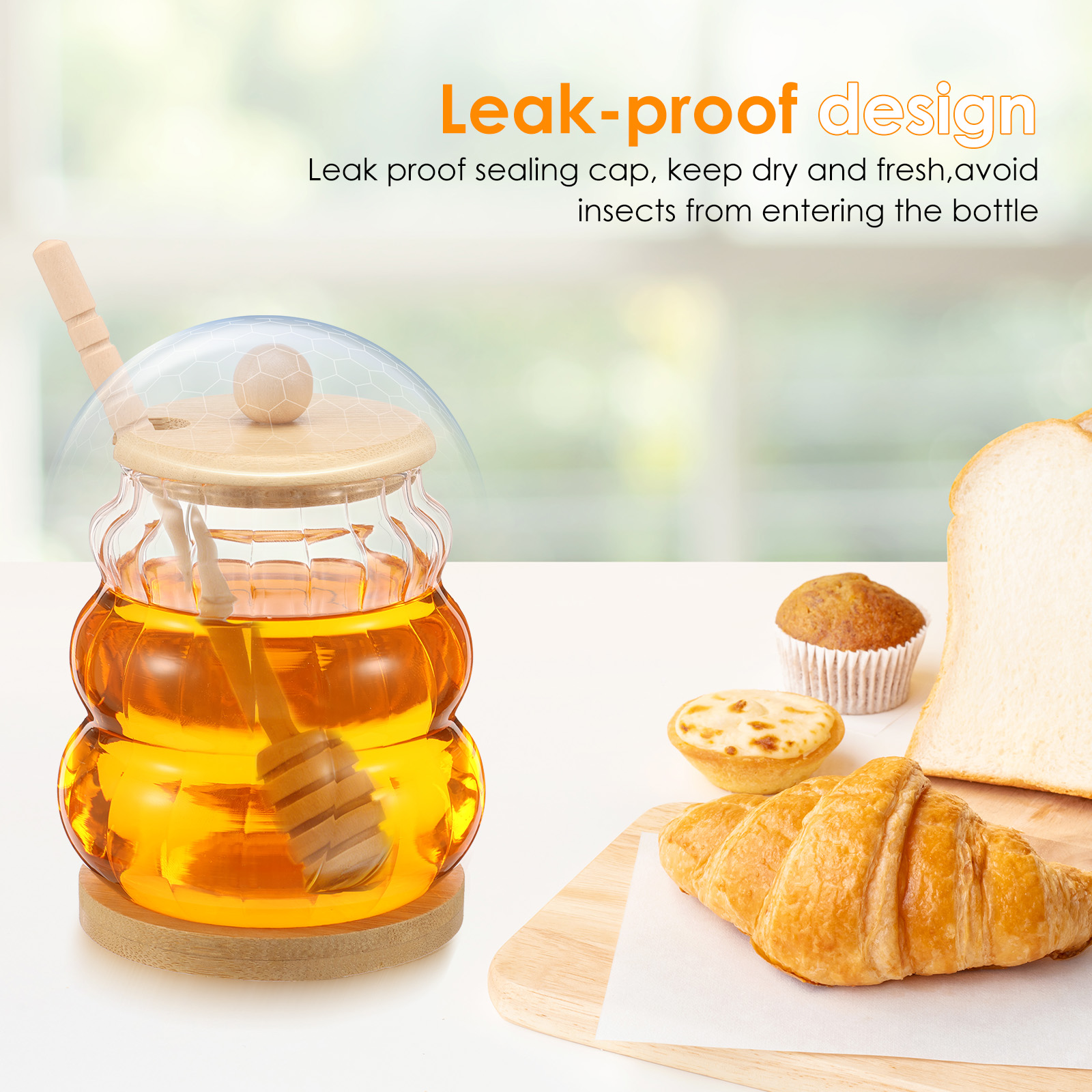 2Pcs Glass Honey Jar with Dipp - Food Storage Lidl avaliação e preço
