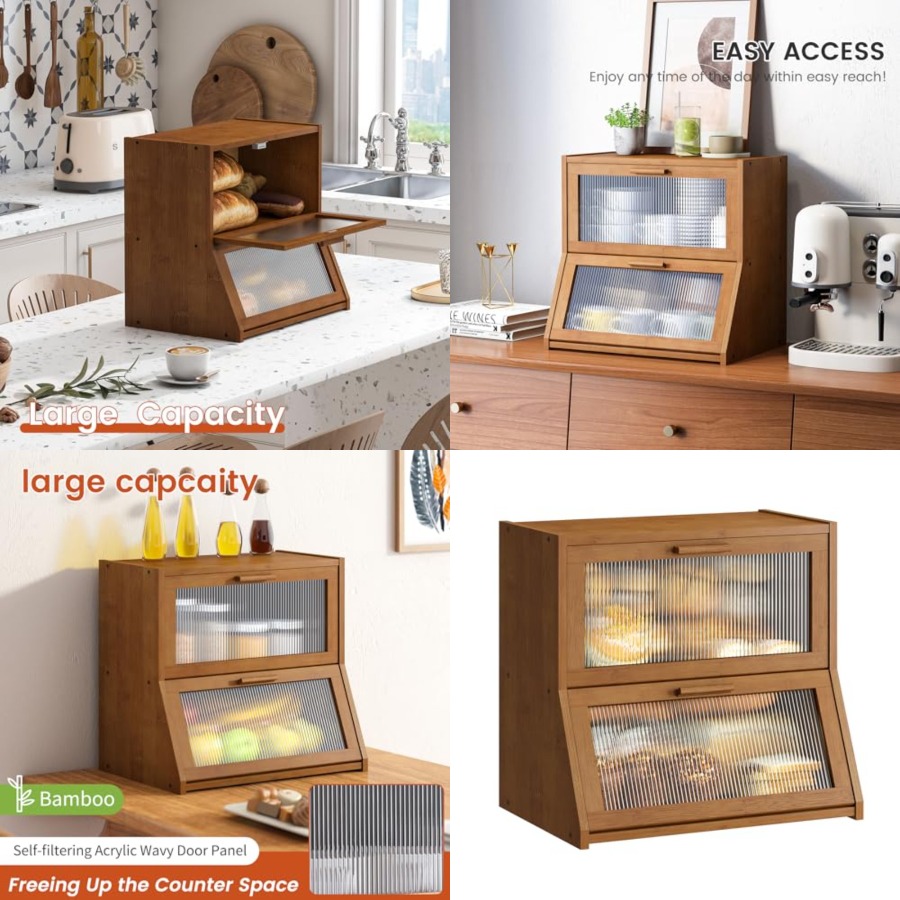 Double Layer Bamboo Bread Box  - Bread Box Bamboo avaliação e preço