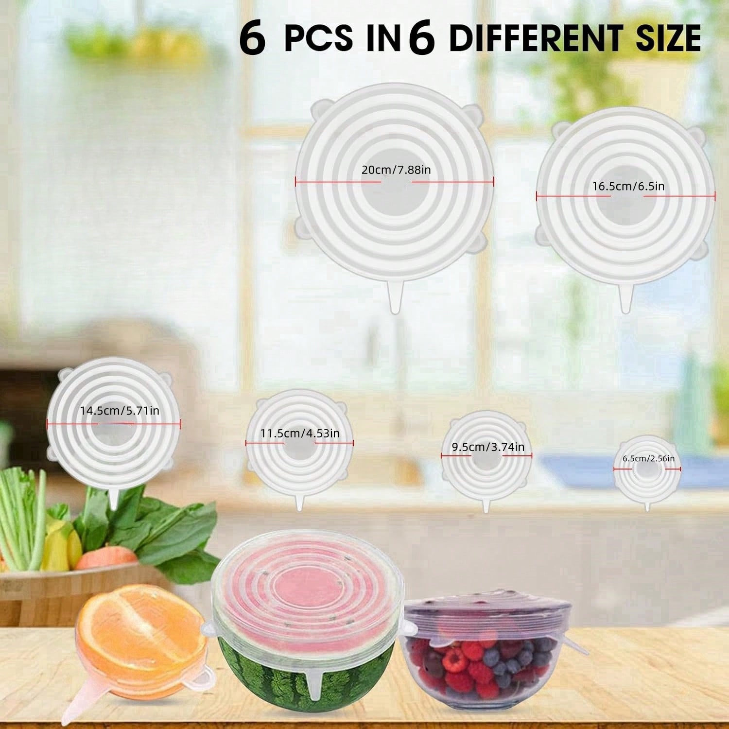 6pcs/Set Silicone Elastic Lids - Food Storage For Refrigerator avaliação e preço