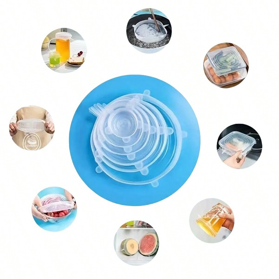 6pcs/Set Silicone Elastic Lids - Food Storage For Refrigerator avaliação e preço