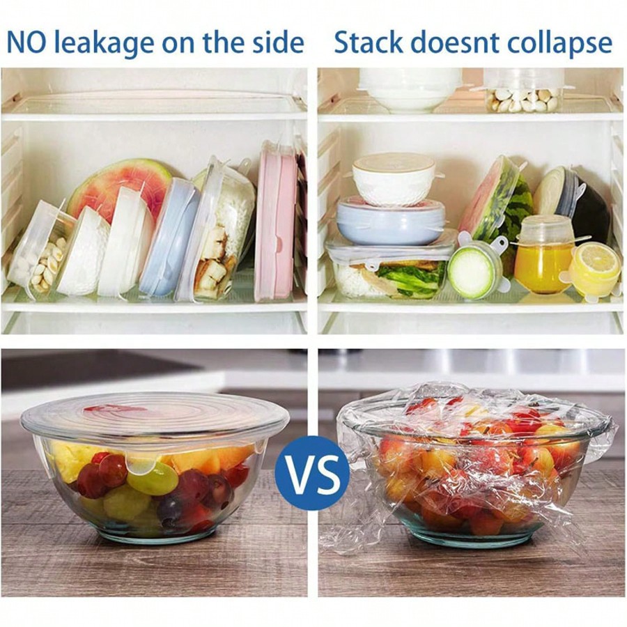 6pcs/Set Silicone Elastic Lids - Food Storage For Refrigerator avaliação e preço