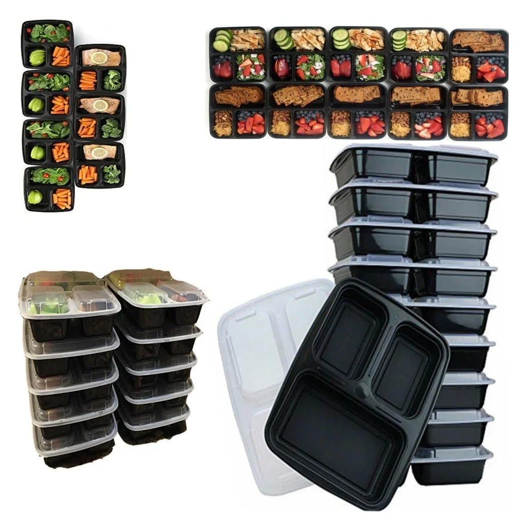 7 Pack 3 Compartment Meal Prep - Food Storage Jars Plastic avaliação e preço