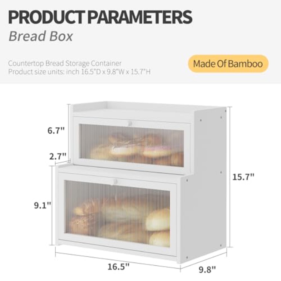 Double Layer Bamboo Bread Box  - Bread Box Bamboo avaliação e preço