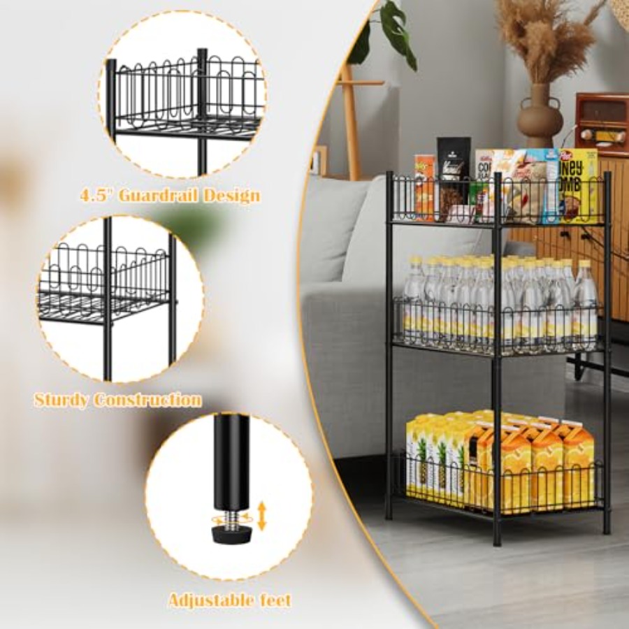 Water Bottle Holder Rack 3 Tie - Food Storage Rack For Kitchen avaliação e preço