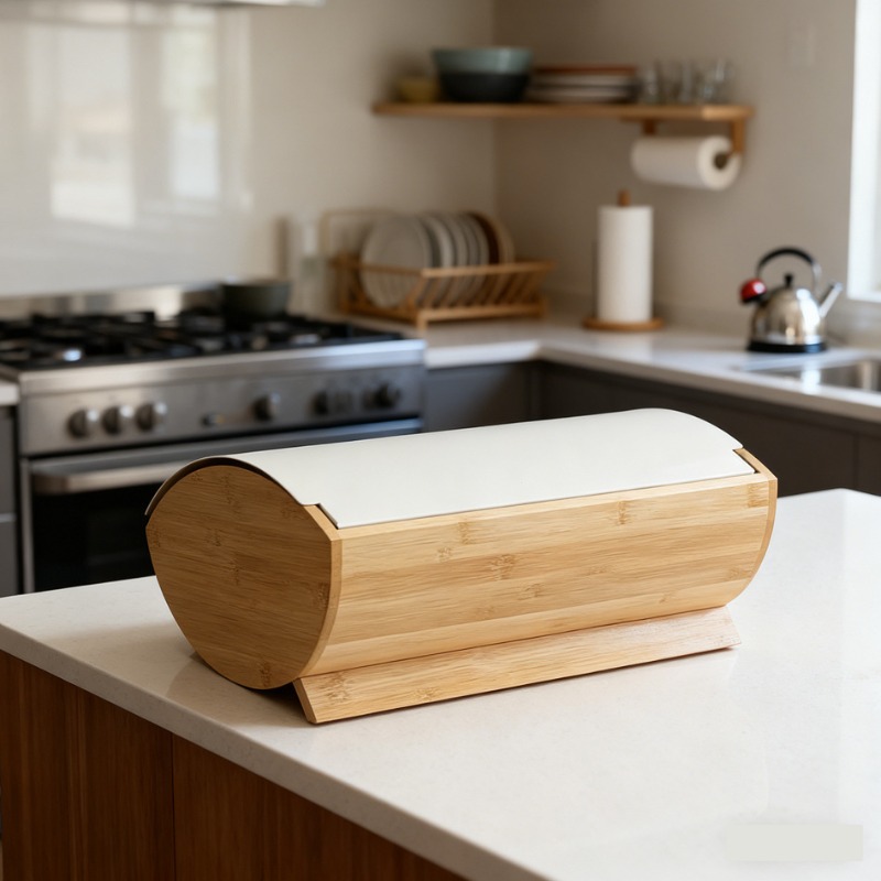 Bamboo cover bread box, househ - Bread Box Bamboo avaliação e preço