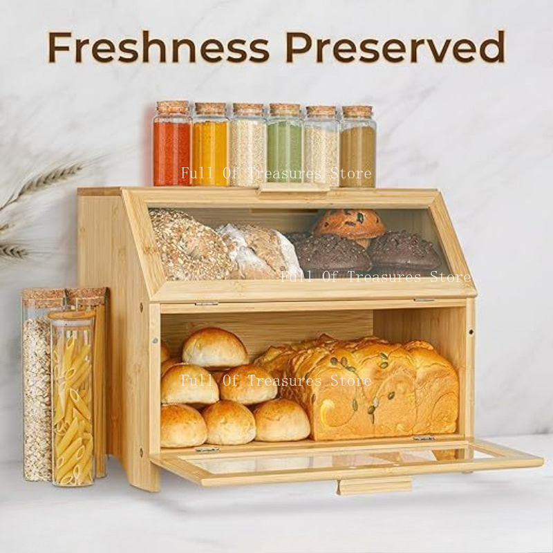 Bamboo Bread Box Fit for Home  - Bread Box Bamboo avaliação e preço