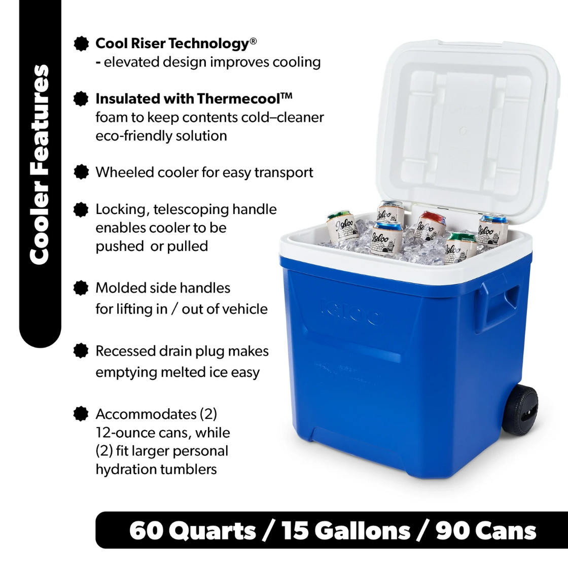 60 QT Blue Laguna Wheeled Hard - Food Storage Camping avaliação e preço