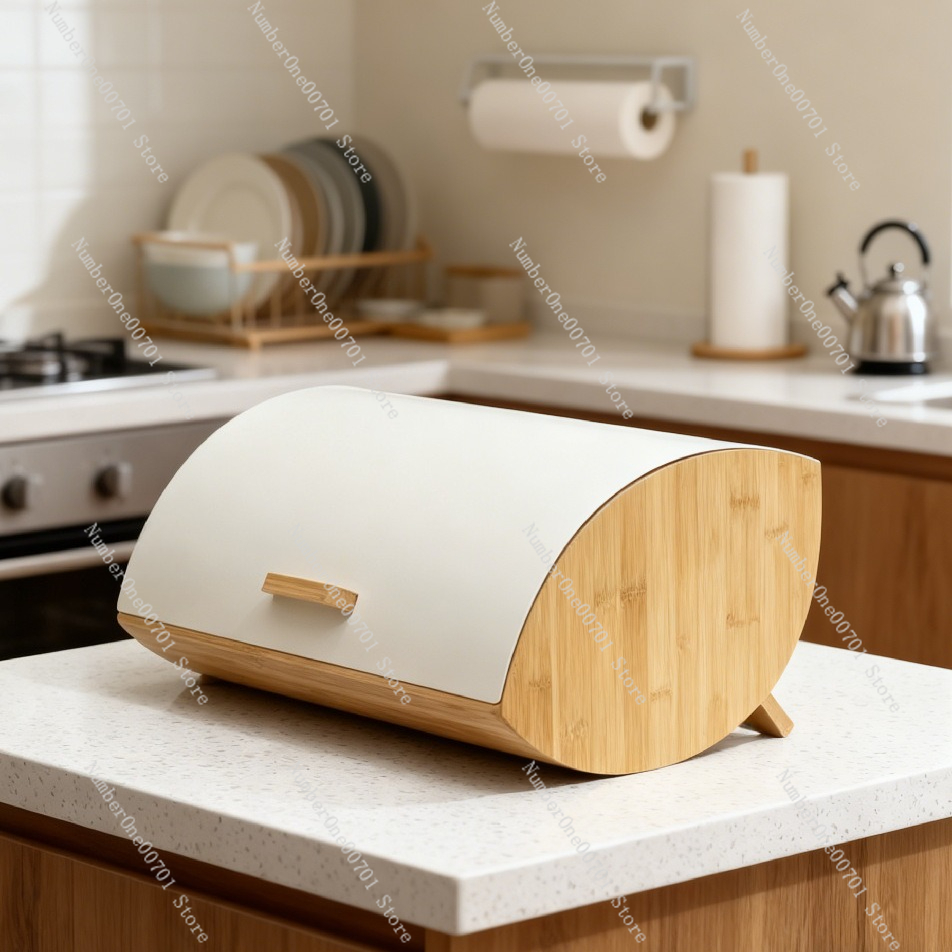 Metal Bread Storage Box With B - Bread Box Bamboo avaliação e preço