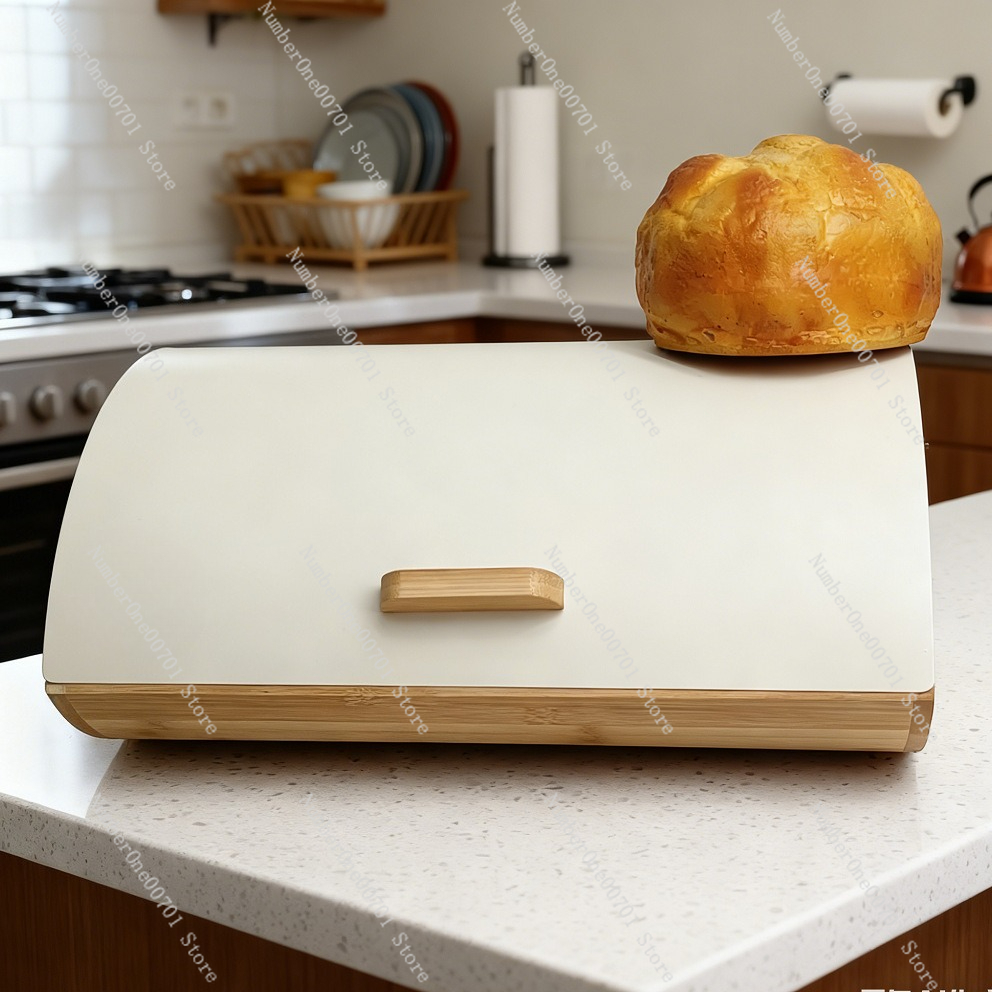 Metal Bread Storage Box With B - Bread Box Bamboo avaliação e preço
