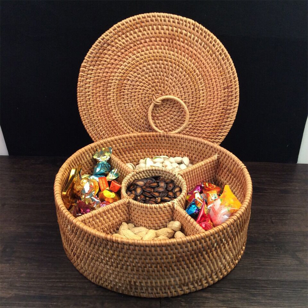 1Pcs Round Handmade Rattan Fru - Food Storage Lidl avaliação e preço