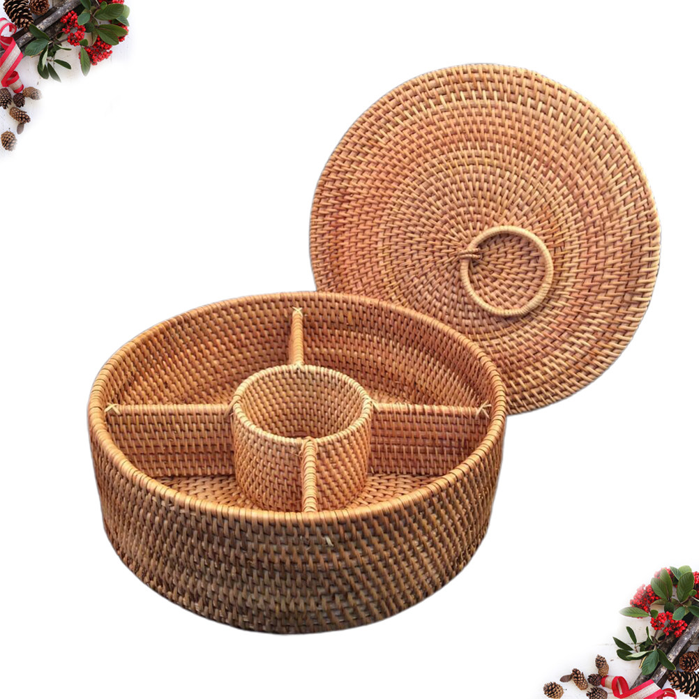1Pcs Round Handmade Rattan Fru - Food Storage Lidl avaliação e preço