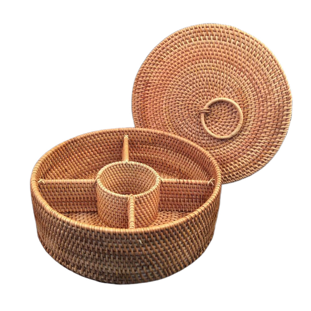 1Pcs Round Handmade Rattan Fru - Food Storage Lidl avaliação e preço