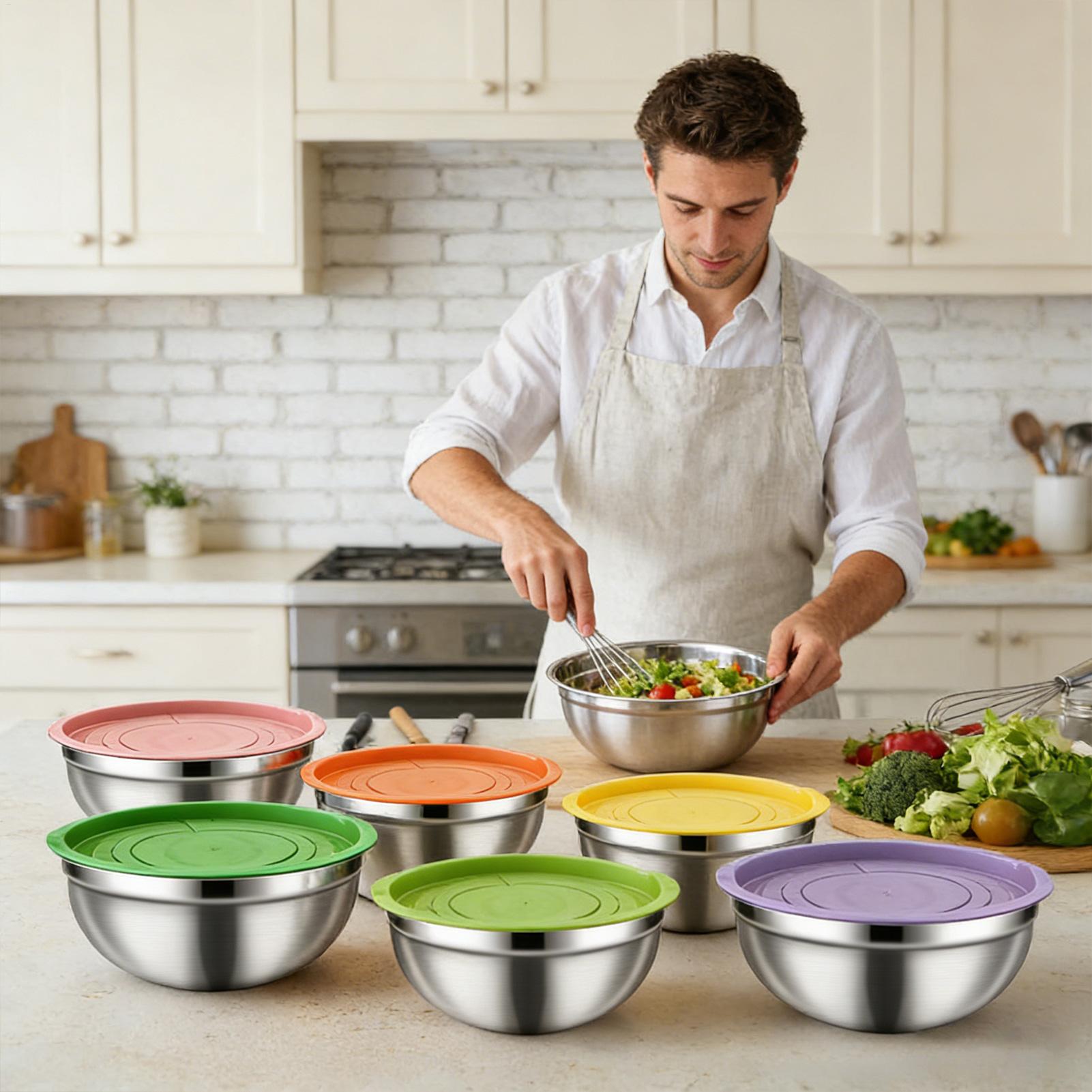 Steel Mixing Bowls Nesting Rou - Food Storage Bowls avaliação e preço