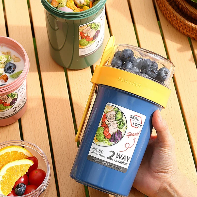 Bento Lunch Box Salad Oatmeal  - Food Storage Jars Plastic avaliação e preço