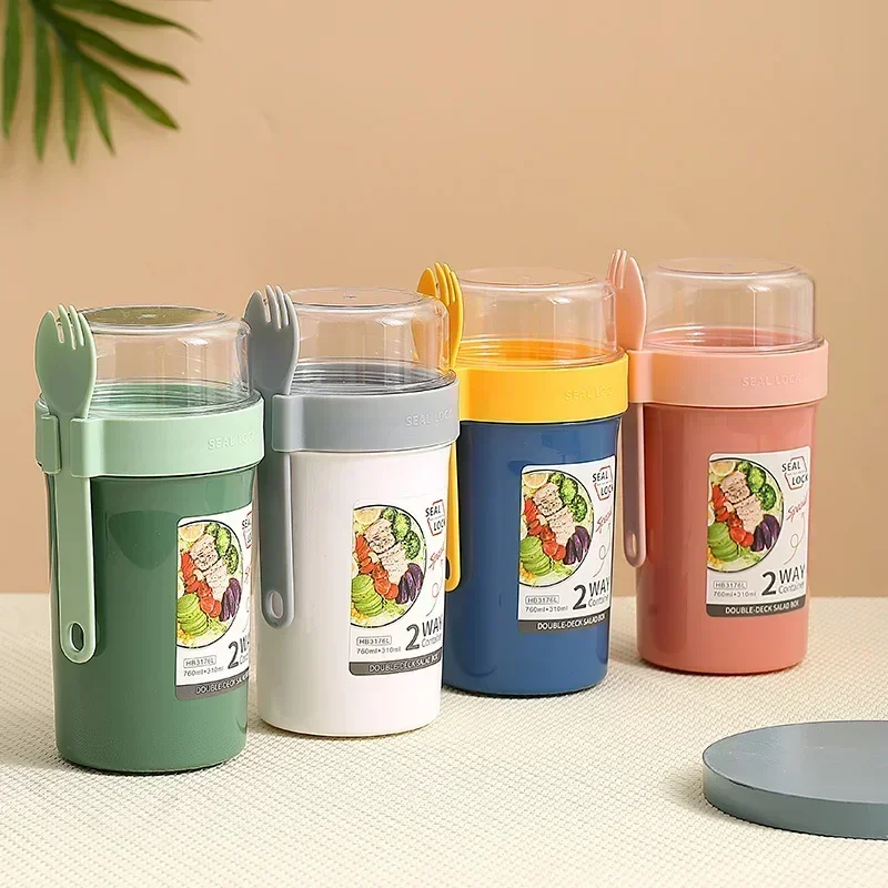 Bento Lunch Box Salad Oatmeal  - Food Storage Jars Plastic avaliação e preço