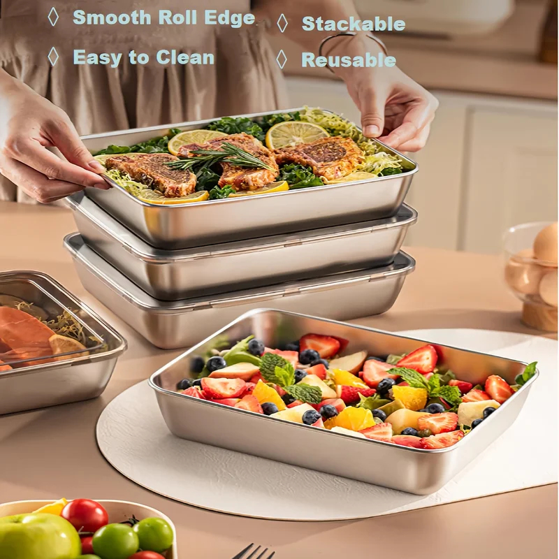 3pcs Stainless Steel Food Cont - Food Storage Camping avaliação e preço