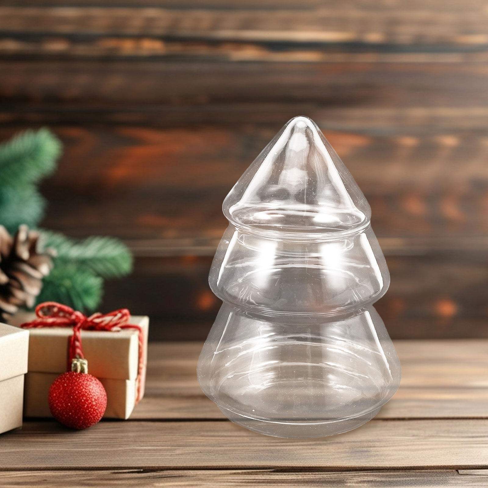 Christmas Tree Shaped Glass Ja - Xmas Food Storage Containers avaliação e preço