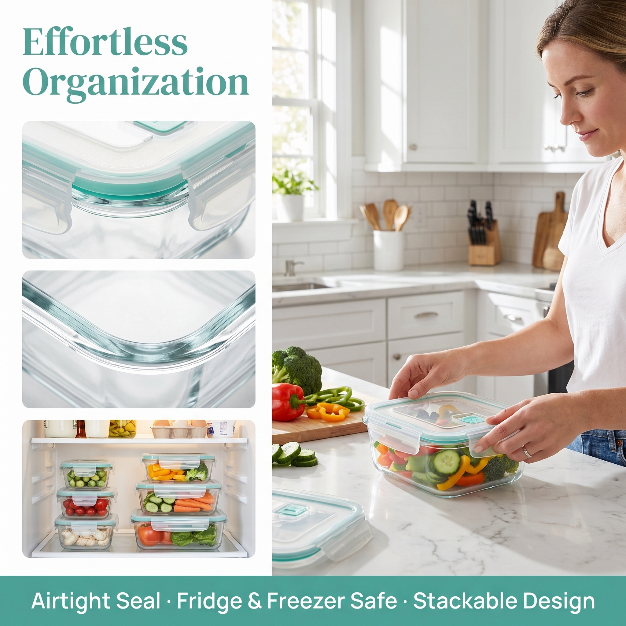 A set of 8 food storage contai - Food Storage For Refrigerator avaliação e preço