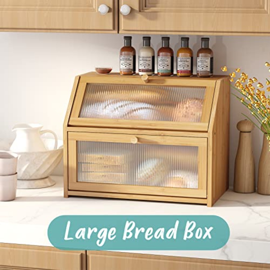 Bread Box for Kitchen Counter  - Bread Box Bamboo avaliação e preço