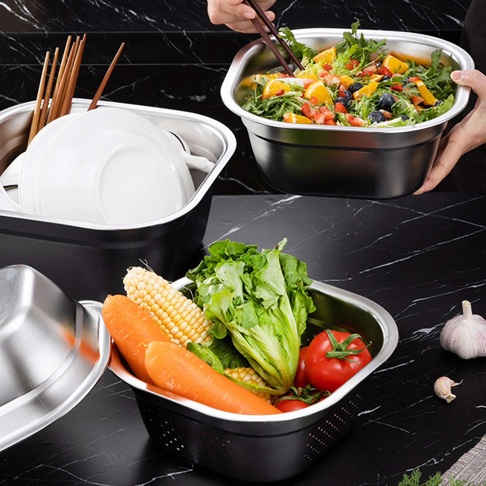 Stainless Steel Square Basin V - Food Storage Bowls avaliação e preço