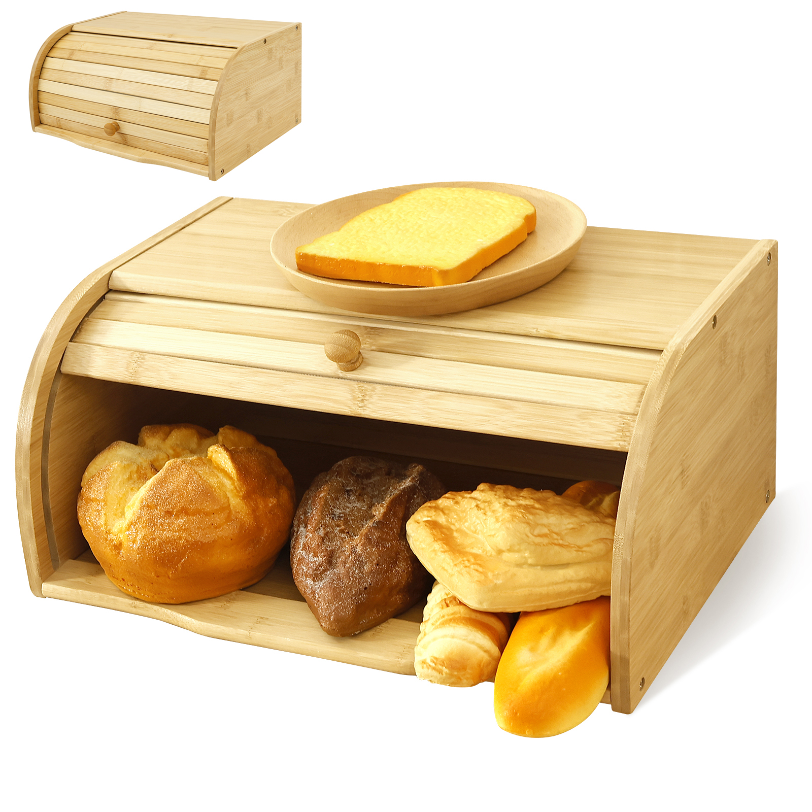 Premium Bamboo Bread Box Large - Food Storage Containers Xl avaliação e preço