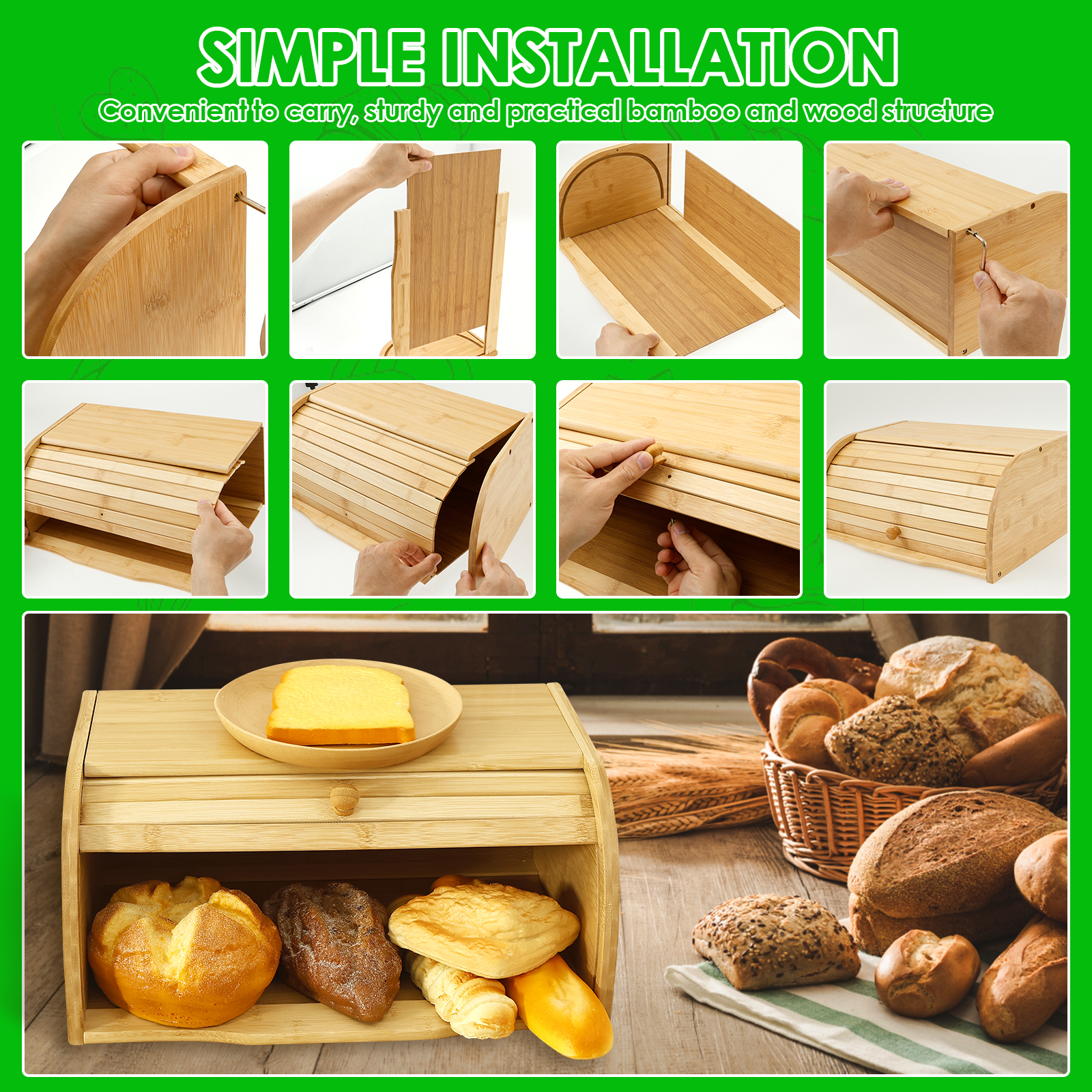 Premium Bamboo Bread Box Large - Food Storage Containers Xl avaliação e preço