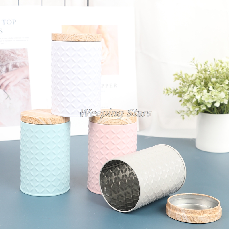 Cylindrical Wood Grain Cover T - Xmas Food Storage Containers avaliação e preço