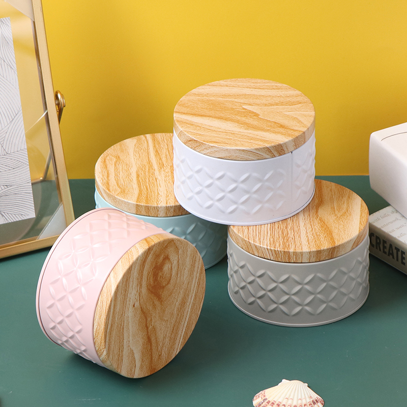 Cylindrical Wood Grain Cover T - Xmas Food Storage Containers avaliação e preço