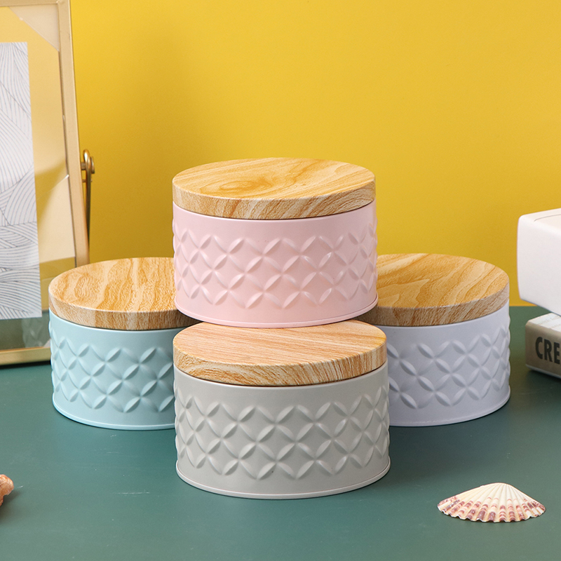 Cylindrical Wood Grain Cover T - Xmas Food Storage Containers avaliação e preço