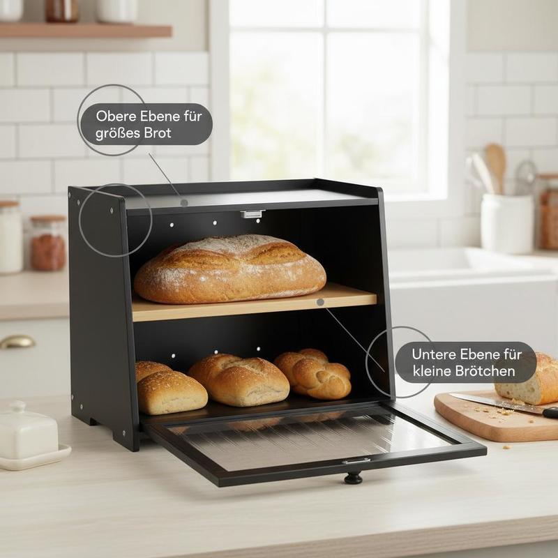 Double Layer Bread Box for Kit - Bread Box Bamboo avaliação e preço