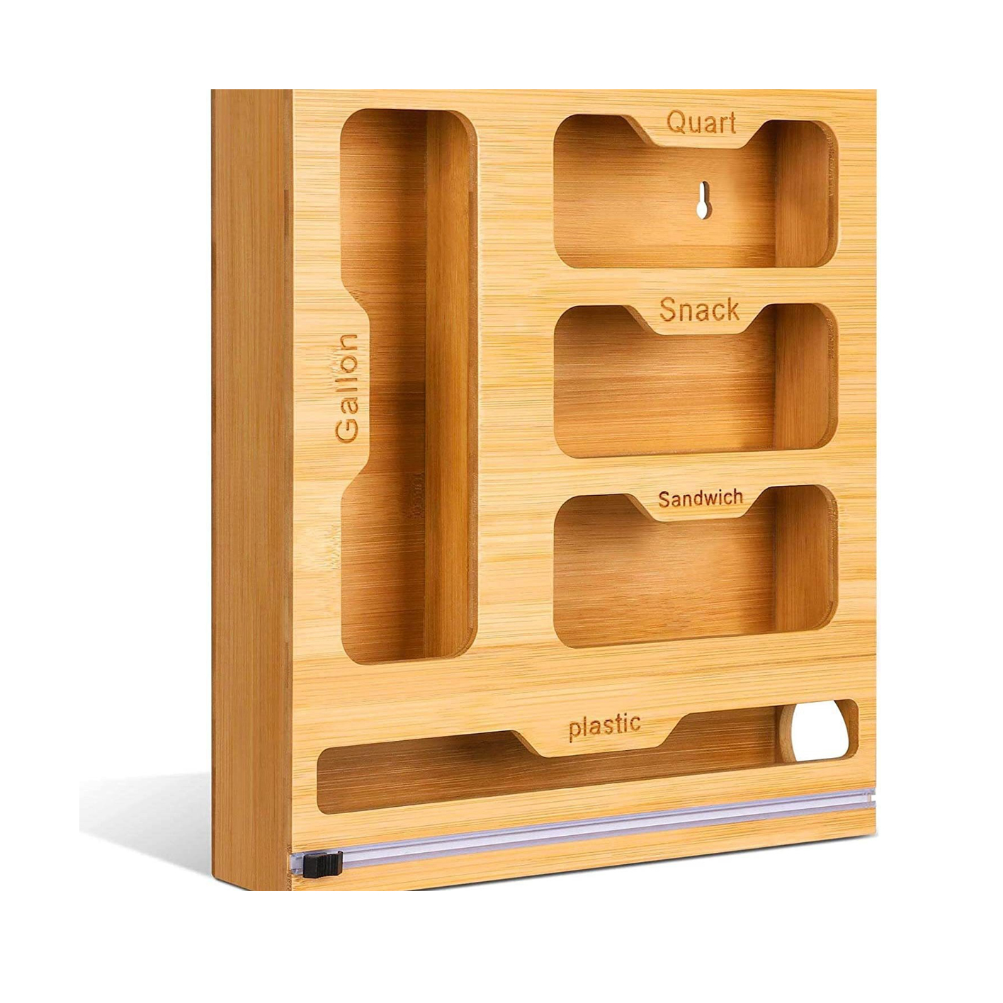 Bamboo Ziplock Food Bag Holder - Food Storage Rack For Kitchen avaliação e preço