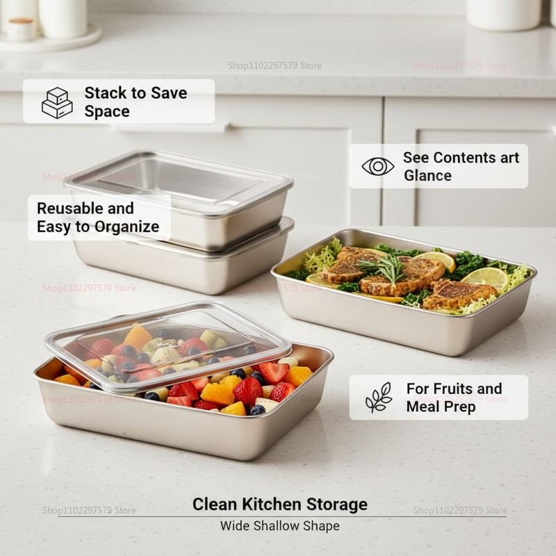 Plate Stainless Steel Food Con - Food Storage Bowls avaliação e preço