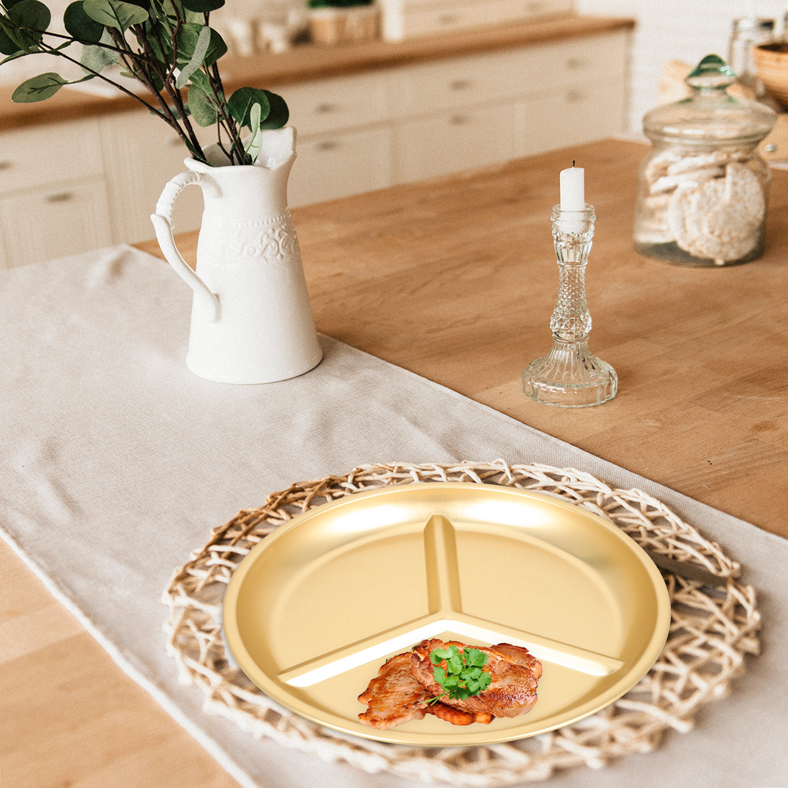 Yellow Aluminum Divided Plate  - Food Storage Aluminum avaliação e preço