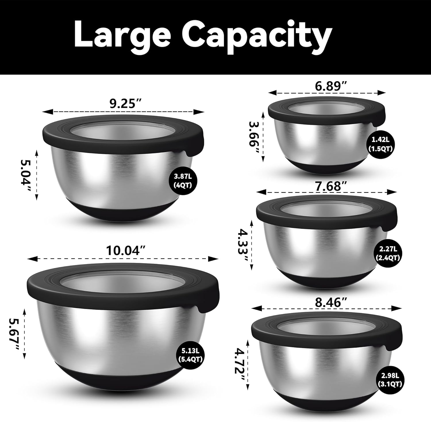 Stainless Steel Mixing Bowls w - Food Storage Bowls avaliação e preço