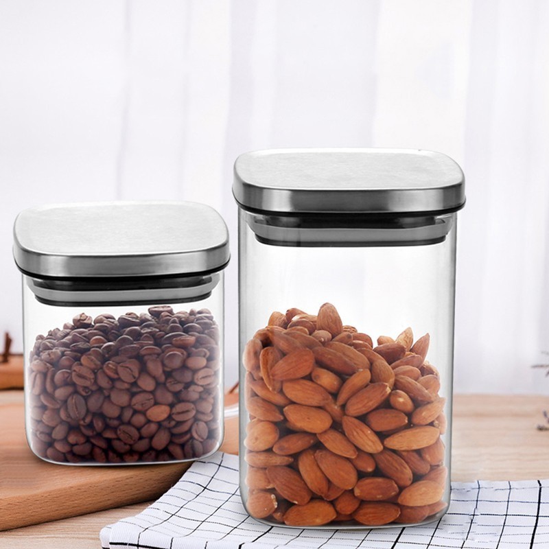 Square Glass Jars With Stainle - Food Storage Lidl avaliação e preço