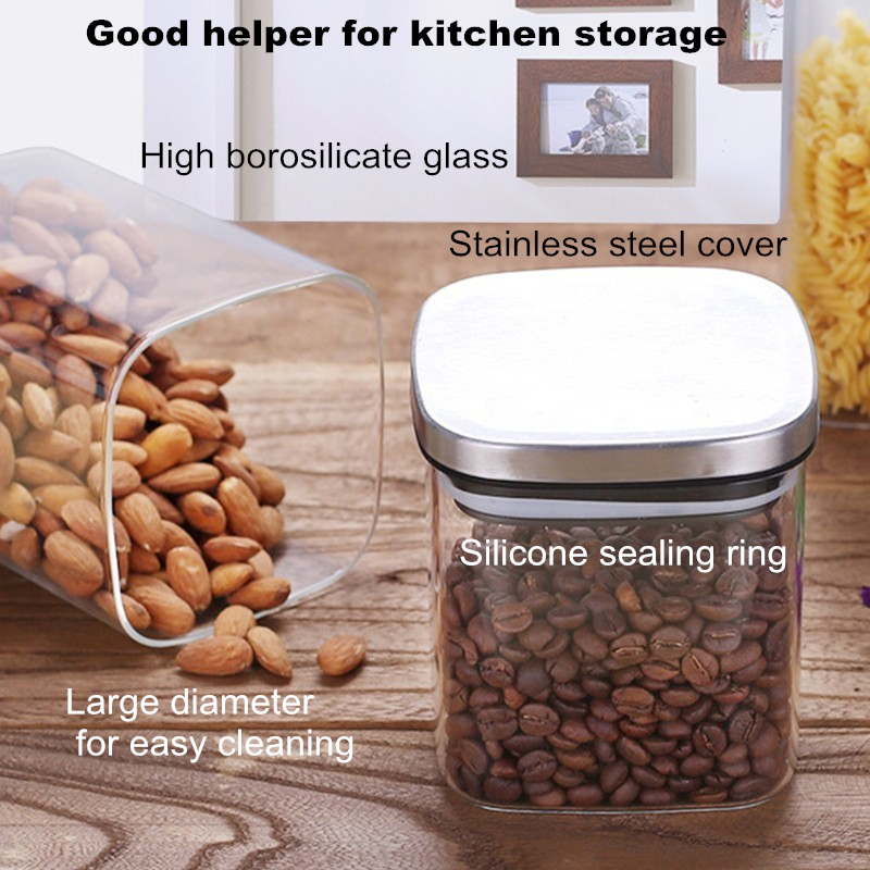 Square Glass Jars With Stainle - Food Storage Lidl avaliação e preço