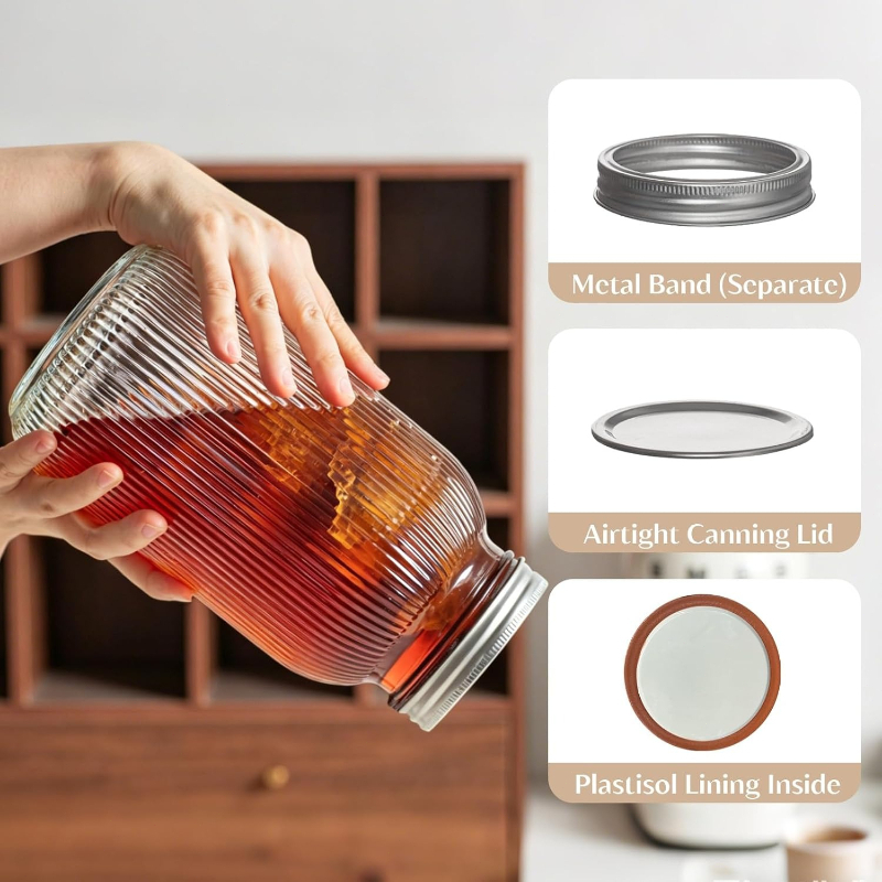 2PCS Wide-Mouth Glass Mason Ja - Food Storage Lidl avaliação e preço